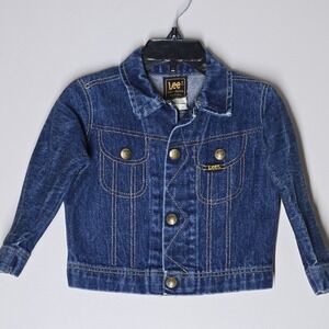 Vintage Lee Jacket Baby Boys 2T Toddler Kids Denim Made in USA 70s Blue Rider